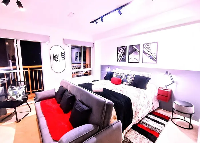 Smart Urban Deluxe Studio Varanda - The Mob One Pinheiros - Black Edition - By Luxxor